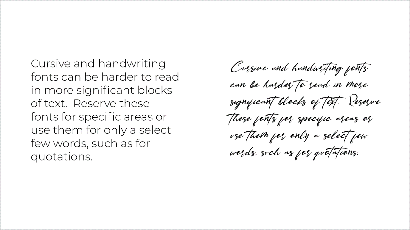 Cursive and script fonts