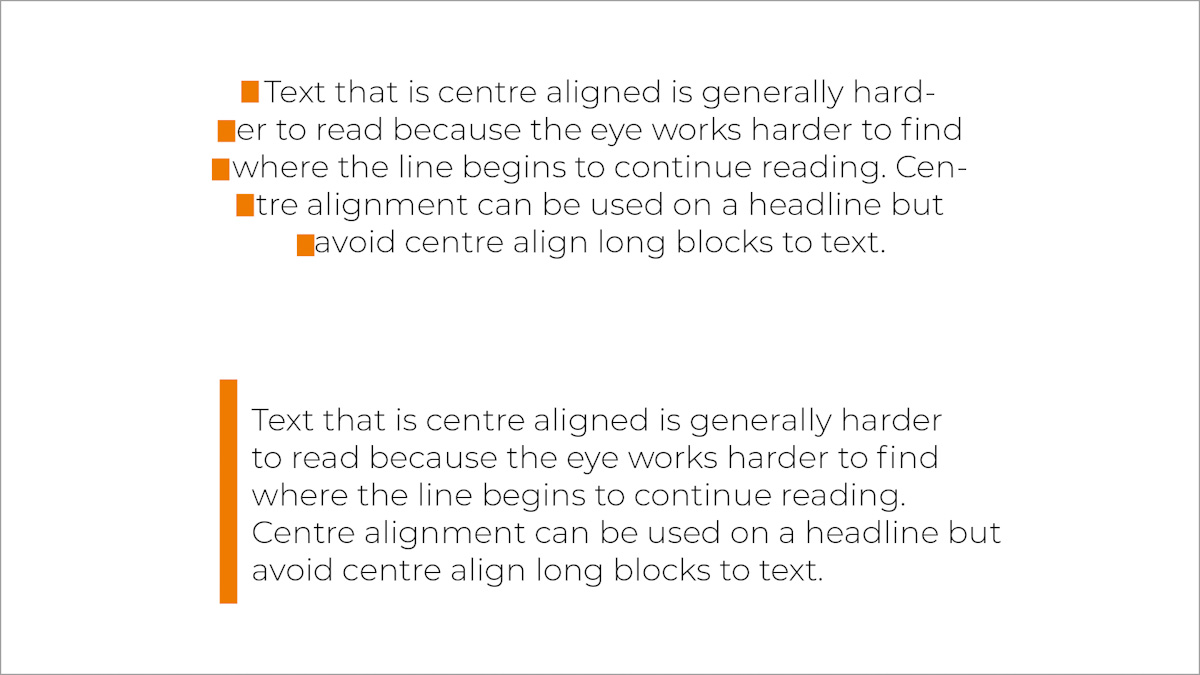 Centre-aligned text