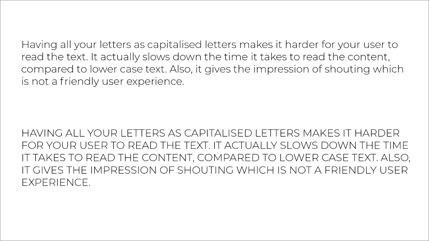 Lowercase usage