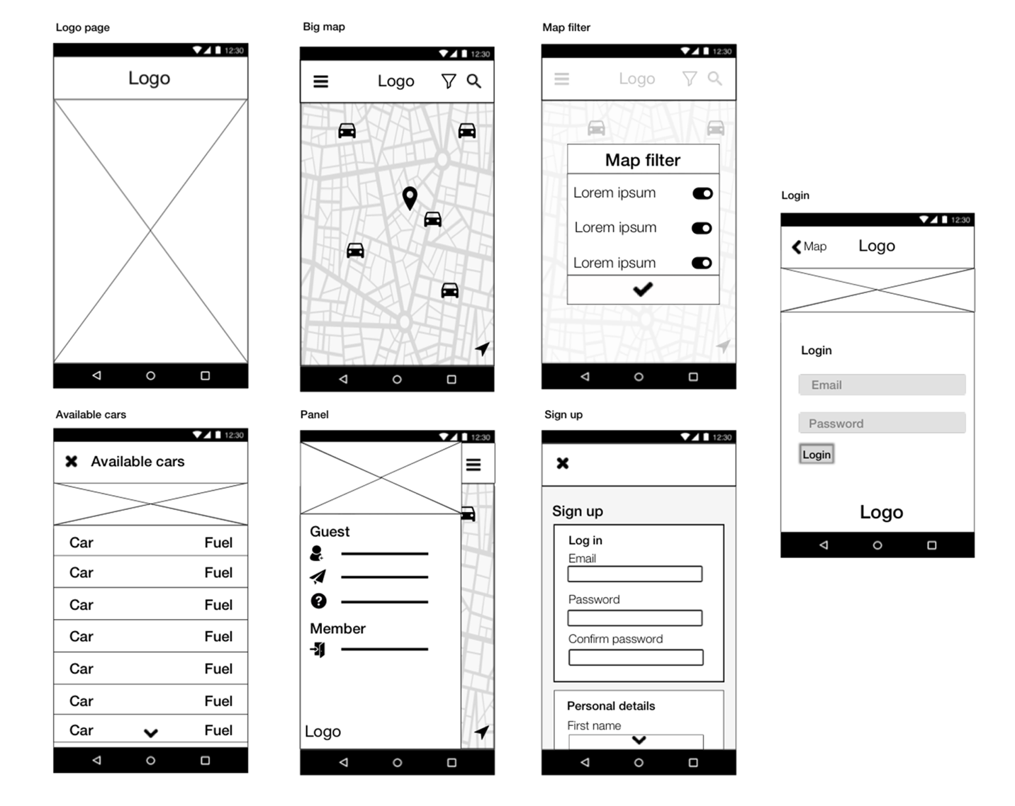 Mid-fidelity wireframe